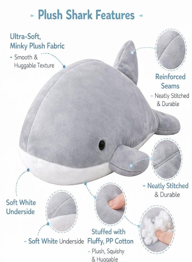 Adhigams Soft Plush Stuffed Whale Toy Cute Kids Baby Cushion Pillow Grey Polyester 40cm Single Piece Nursery Decor Gift Hugging Sleeping Comfort Animal Home Use - Image 3