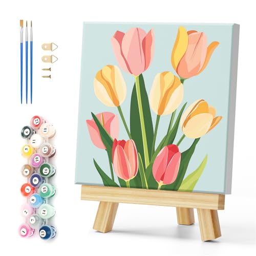 Natuyalo Framed Paint by Numbers for Adults - Colorful Flowers DIY Adult Paint by Number Kits Easy Acrylic Painting by Numbers for Beginners Art Craft Kits for Adults (12x12 Inch, Framed) - Image 1