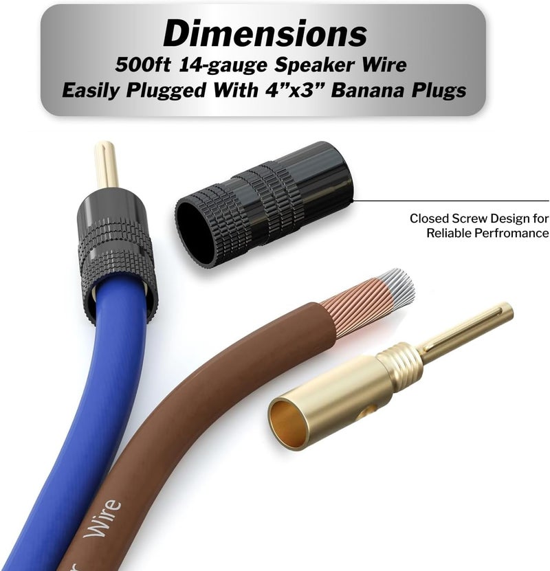 InstallGear 14 Gauge Speaker Wire Cable (500ft), 14 AWG Speaker Wire Cable, True Spec Soft Touch Cables - Use for Car Speakers Stereos, Home Theater Speakers, Surround Sound, Radio Wiring - Image 3