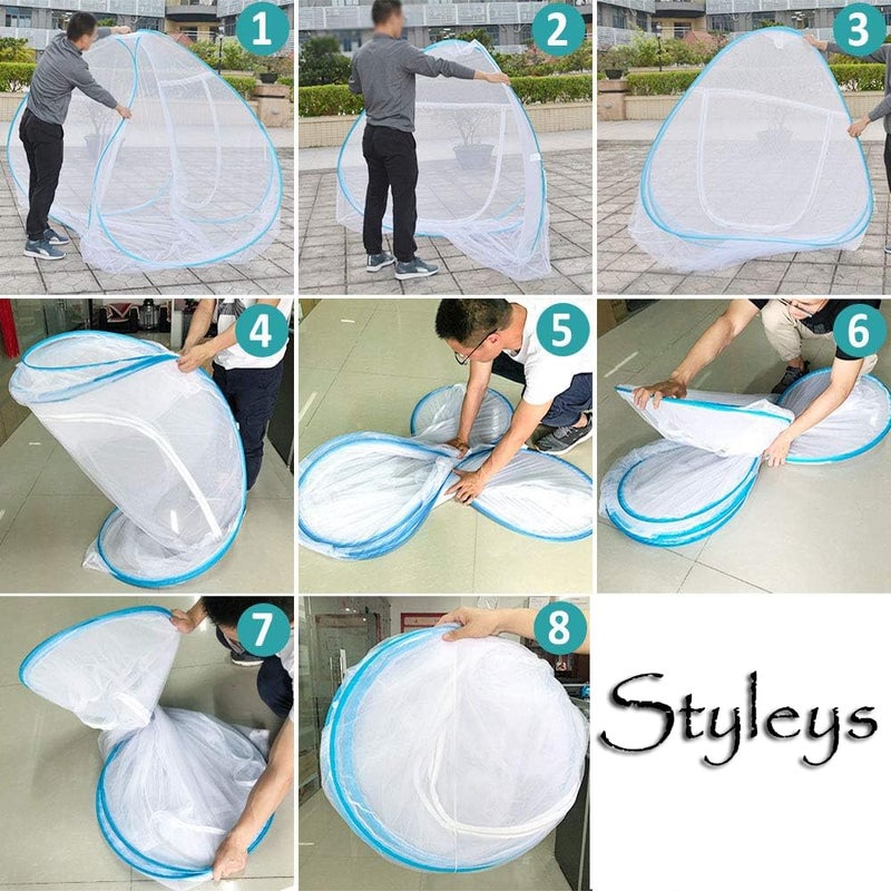 Styleys شبكة البعوض الملكية من ستايلز لحجم السرير المزدوج | 30 GSM متينة قابلة للطي | تصميم قابل للفتح، مقاومة للتآكل، قوية وسهلة الاستخدام | مظلة أنيقة لغرفة النوم أو الاستخدام الخارجي (وردي) - Image 5