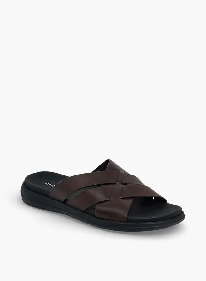 دوتشيني Men Leather Cross Strap Sandals