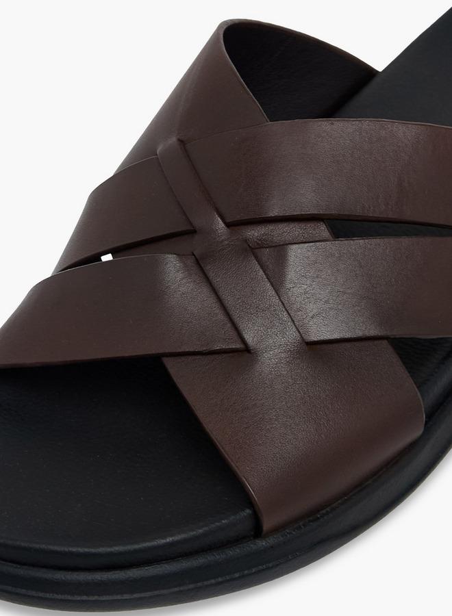 DUCHINI Men Leather Cross Strap Sandals - Image 4