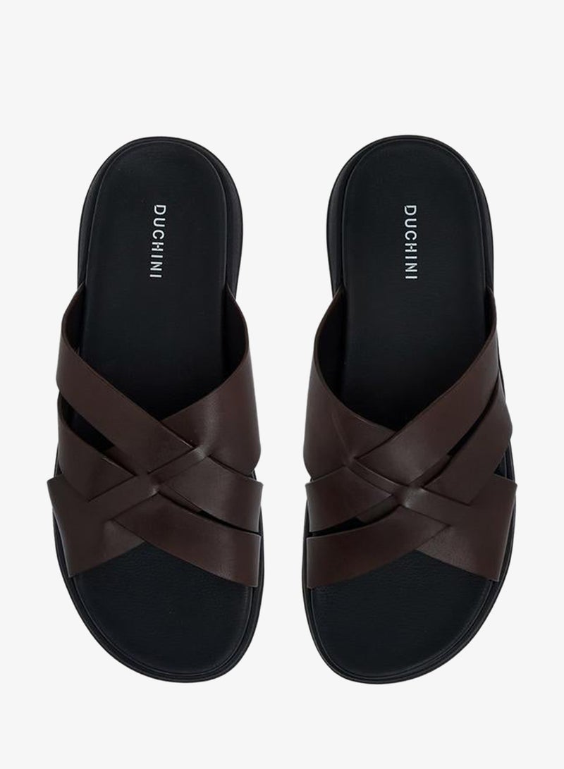 دوتشيني صنادل رجالية جلد بحزام متقاطع - Image 2