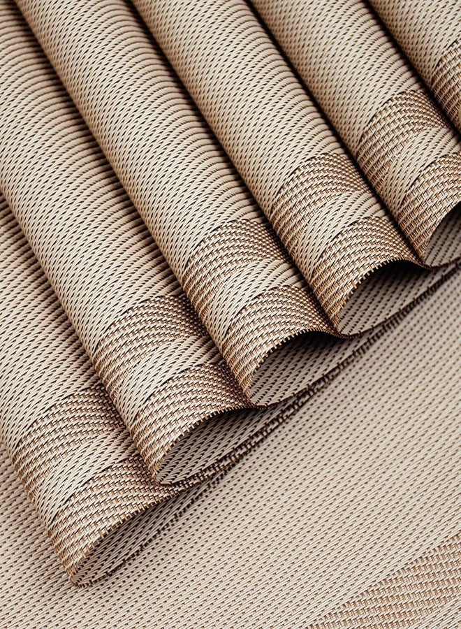Cilveec Table Mats Set of 6, Size 45 x 30cm, Non-Slip Crossweave Woven PVC, Washable/Heat and Stain Resistant, Indoor/Outdoor Placemats, Brown / 6Pcs - Image 2