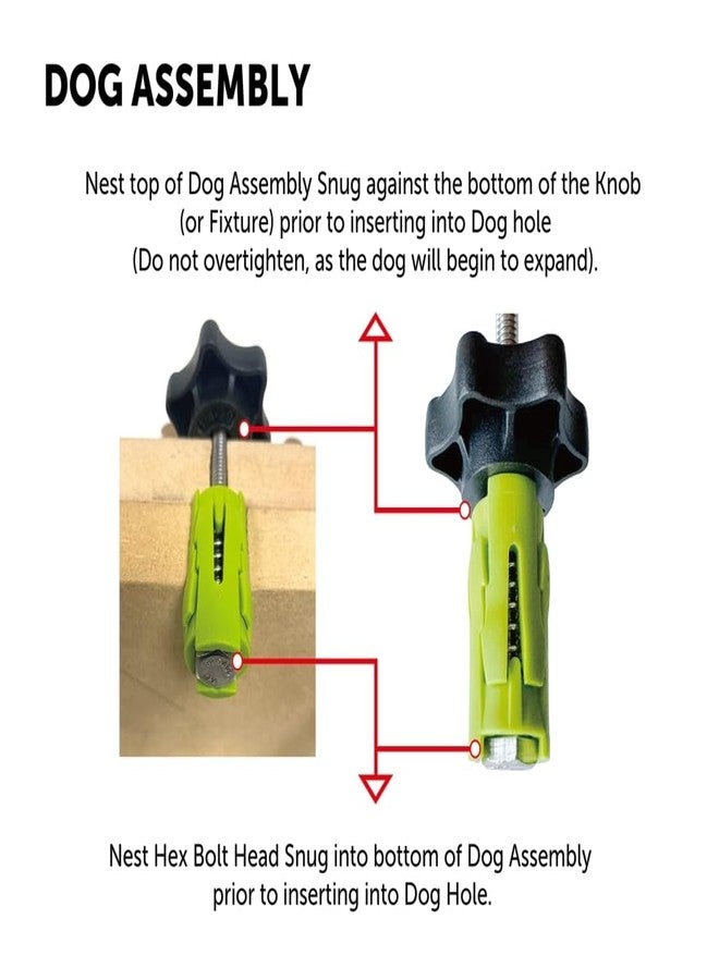 BOW Products Bench Dog Clamps - Expandable Dog Hole Clamps for MFT Tables, Dog Tables and Workbenches - Fits 3/4 Inch (19mm to 20 mm) Dog Holes and Includes Low-Profile, Ergonomic Knobs - Pack of 6 - Image 4