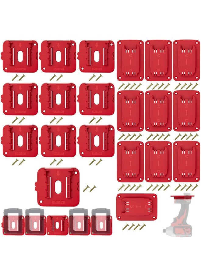 Crivnhar 20 Pack Battery Holders and Tool Holders for Milwaukee 18V Power Tools, 10 Pack Battery Mounts Dock Holder Hangers Fit for 18V Batteries, 10 Pack Wall Mount Drill Tool Storage Holder(w/60 Screws) - Image 1