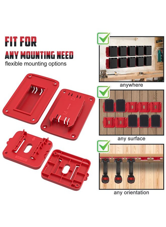 Crivnhar 20 Pack Battery Holders and Tool Holders for Milwaukee 18V Power Tools, 10 Pack Battery Mounts Dock Holder Hangers Fit for 18V Batteries, 10 Pack Wall Mount Drill Tool Storage Holder(w/60 Screws) - Image 3