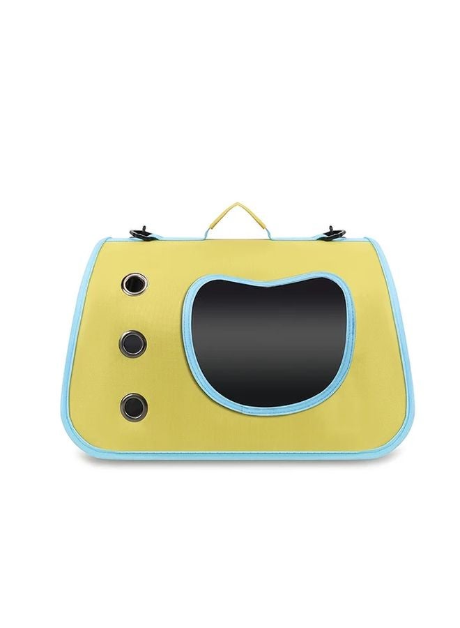 Yellow Blue Portable Pet Carrier for Small Dogs Cats Lightweight Breathable Travel Carrier - Image 1
