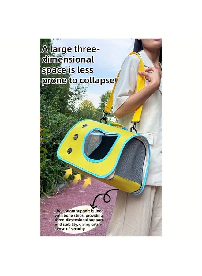 Yellow Blue Portable Pet Carrier for Small Dogs Cats Lightweight Breathable Travel Carrier - Image 5