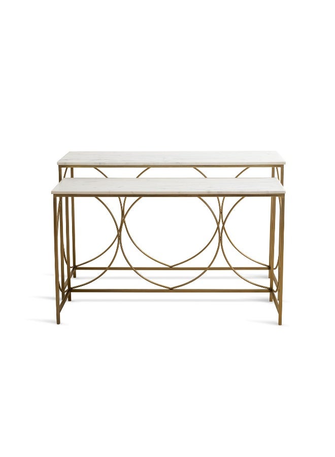 Pan Home Edifice New Console Table Set Of 2 Marble - White And Gold ~ White  - Image 1