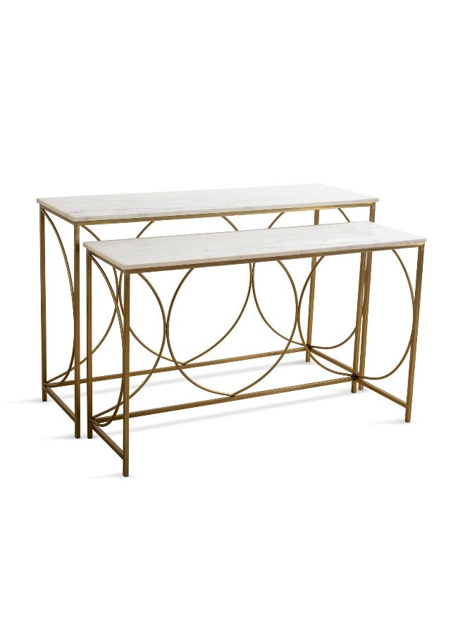 Pan Home Edifice New Console Table Set Of 2 Marble - White And Gold ~ White  - Image 5