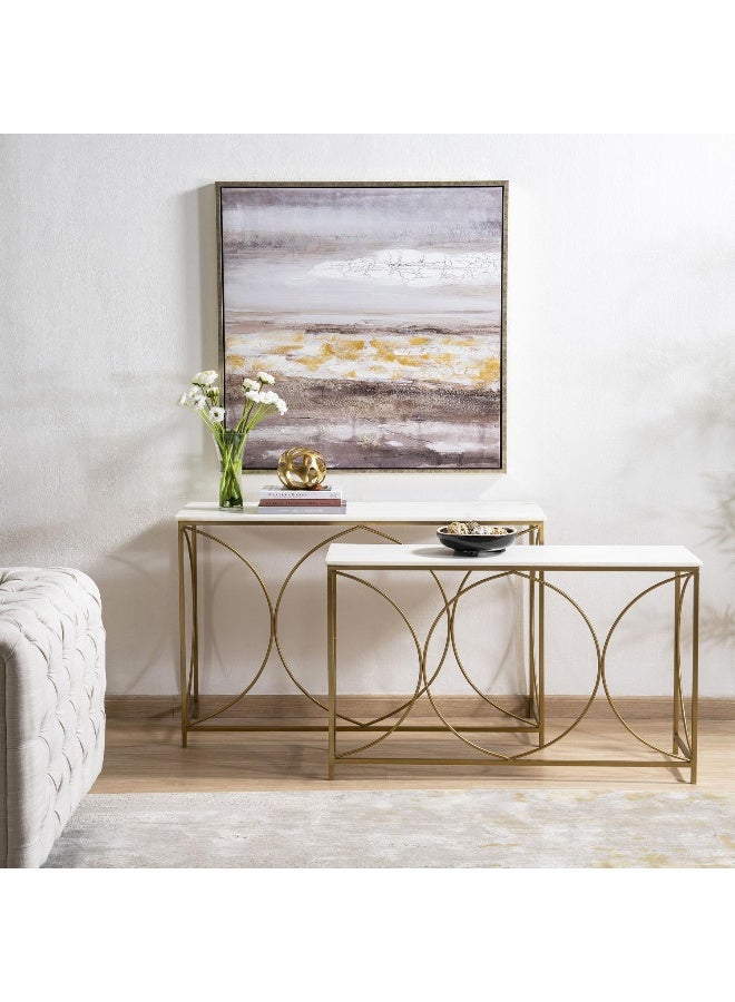 Pan Home Edifice New Console Table Set Of 2 Marble - White And Gold ~ White  - Image 2