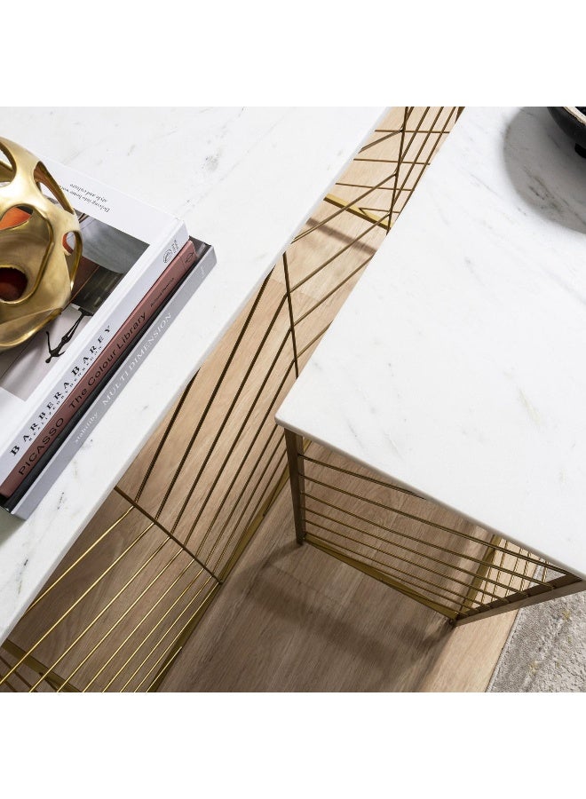 Pan Home Edifice New Console Table Set Of 2 Marble - White And Gold ~ White  - Image 3