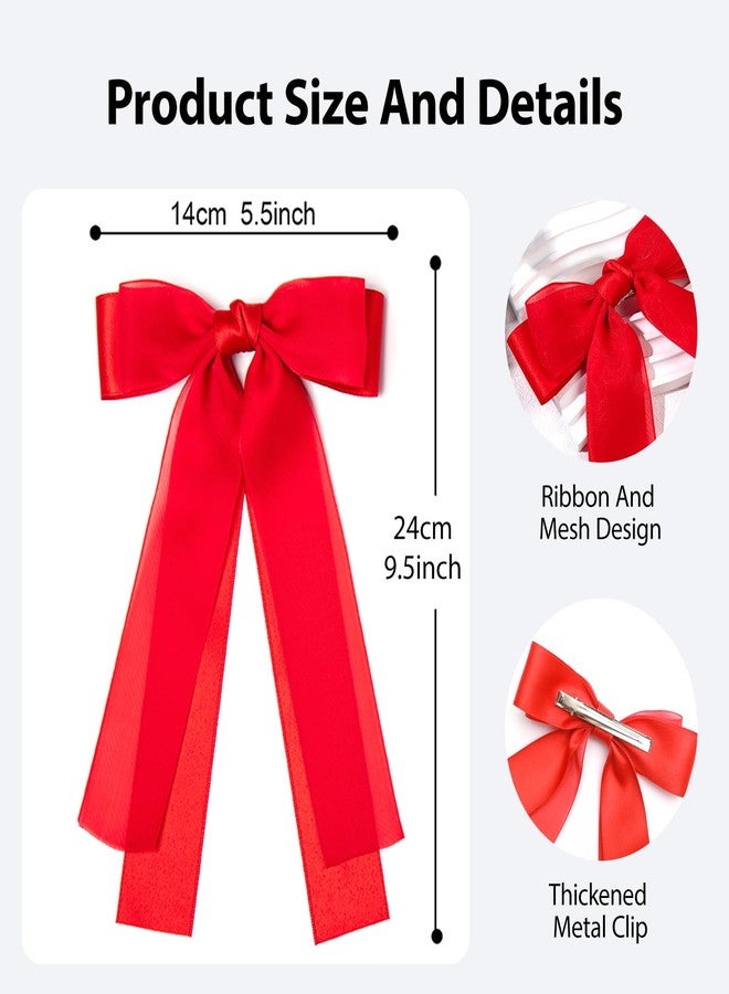 جيلي 3 قطع من ربطات الشعر للنساء والفتيات، 3 ألوان: أحمر، وردي، وردي فاقع. مشابك شعر على شكل فيونكات كبيرة لطيفة مع شرائط شعر طويلة. مشابك أنيقة لإكسسوارات الشعر للنساء والفتيات والأطفال الصغار والمراهقات. - Image 2