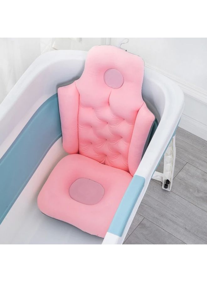 Blue Ergonomic Folding Bathtub Mat Set With Backrest Durable Polyester Bath Cushion - Image 1