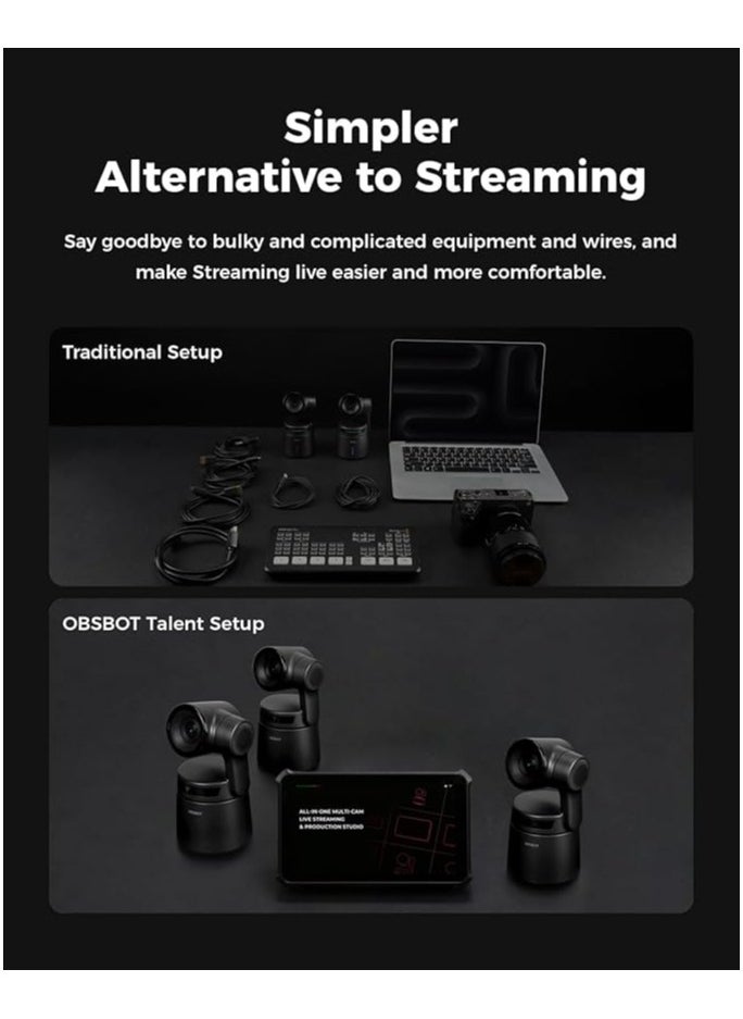 OBSBOT - OBSBOT Talent Video Switcher Monitor Encorder Recorder All in One Video Mixer with 7 Video Inputs, Live Streaming to NDI/RTMP/SRT/YouTube and Other Platforms via Wi-Fi, 4G LTE, Ethernet, USB Port. - Image 1