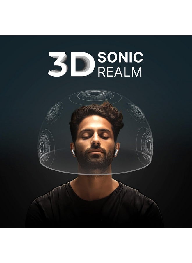 Crossbeats CrossBeats Sonic 3 TWS in Ear ANC Ear Buds | 30dB Hybrid | 360° Spatial Audio | 100hr Playtime Bluetooth Earphones | Truly Wireless Gaming Buds | 3D Sound | 40ms Low Latency | Dual EQ Modes (White)  - Image 4