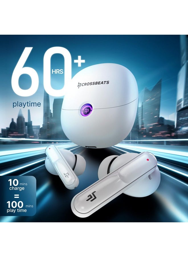 Crossbeats CrossBeats Sonic 3 TWS in Ear ANC Ear Buds | 30dB Hybrid | 360° Spatial Audio | 100hr Playtime Bluetooth Earphones | Truly Wireless Gaming Buds | 3D Sound | 40ms Low Latency | Dual EQ Modes (White)  - Image 3
