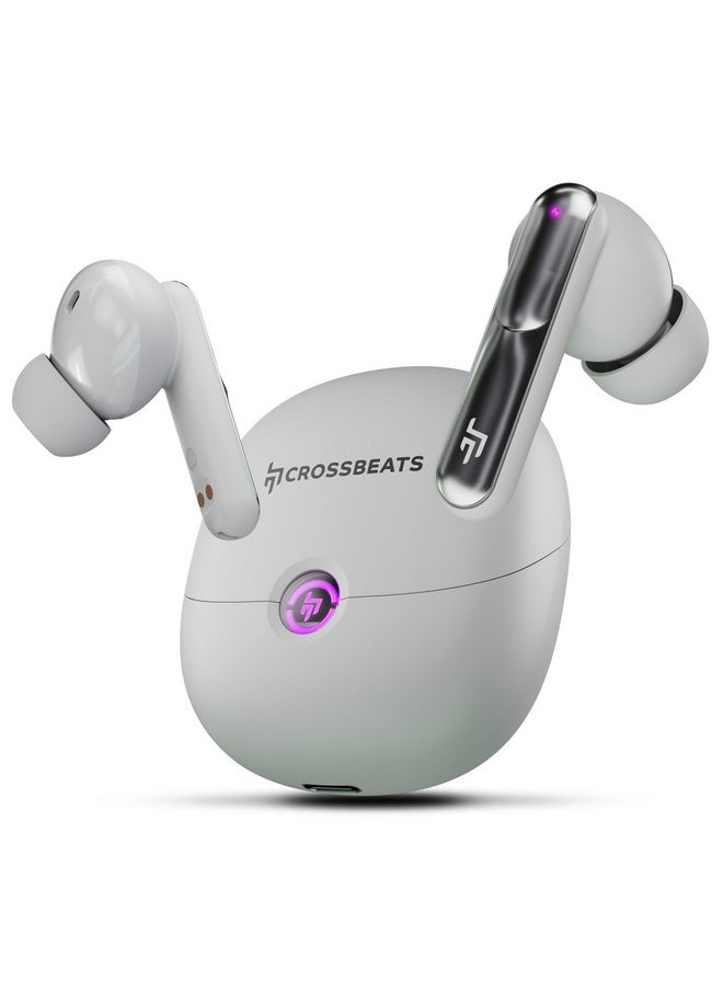 Crossbeats CrossBeats Sonic 3 TWS in Ear ANC Ear Buds | 30dB Hybrid | 360° Spatial Audio | 100hr Playtime Bluetooth Earphones | Truly Wireless Gaming Buds | 3D Sound | 40ms Low Latency | Dual EQ Modes (White)  - Image 1