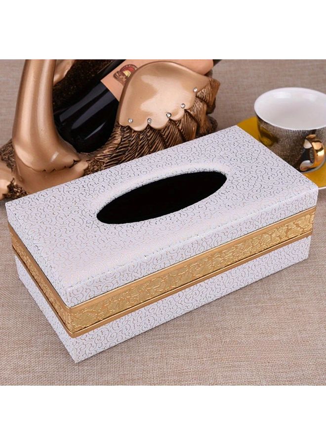 صندوق المناديل الجلدية الصناعية البني الذهبي العتيق المربع الحامل الزخرفي للمنزل والسيارة - Image 5