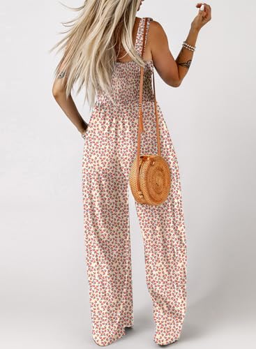 Dokotoo Womens Overalls Khaki Jumpsuits for Women Casual Loose Fit Solid Color Wide Leg One Piece Sleeveless Jumpsuit Printed Long Pant Rompers with Pockets Medium - Image 3