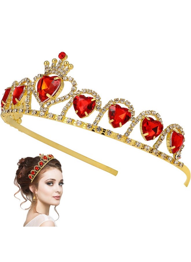 Beaupretty Queen Tiaras And Crown For Women Red Heart Tiara Rhinestone Bridal Headpiece Jewelry Headband Costume  - Image 2