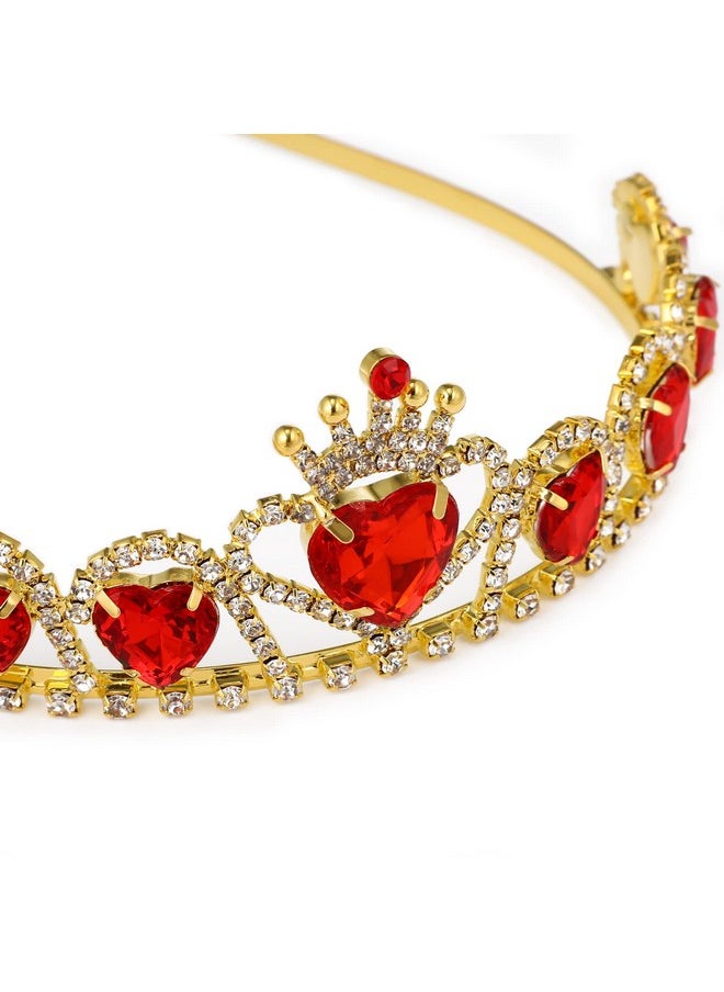 Beaupretty Queen Tiaras And Crown For Women Red Heart Tiara Rhinestone Bridal Headpiece Jewelry Headband Costume  - Image 4