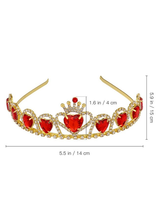 Beaupretty Queen Tiaras And Crown For Women Red Heart Tiara Rhinestone Bridal Headpiece Jewelry Headband Costume  - Image 3