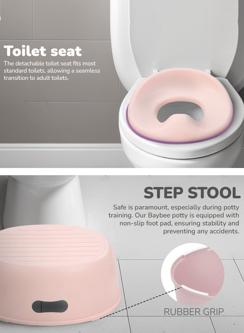 Baybee 3 in 1 Nando Baby Potty Seat For Kids, Baby Potty Training Seat Chair With Splash Guard & Potty Step Stool for Toddlers Kids Western Toilet Seat Potty Seat For 0 to 5 Years Boy Girl Pink - Image 2