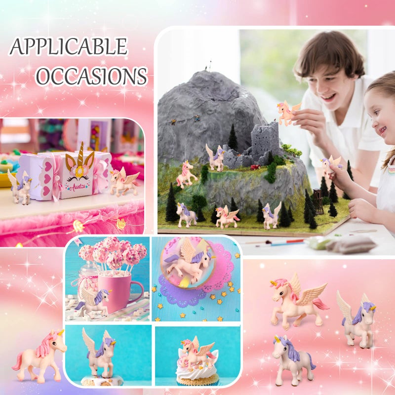 Chunful Mini Unicorn Lovely Flying Horse Unicorn Figurine Unicorn Cake Toppers Cake Decoration Miniature Figurines Birthday Cake Topper for Unicorn Theme Baby Shower Birthday Party Decorations (12 Pcs)  - Image 5