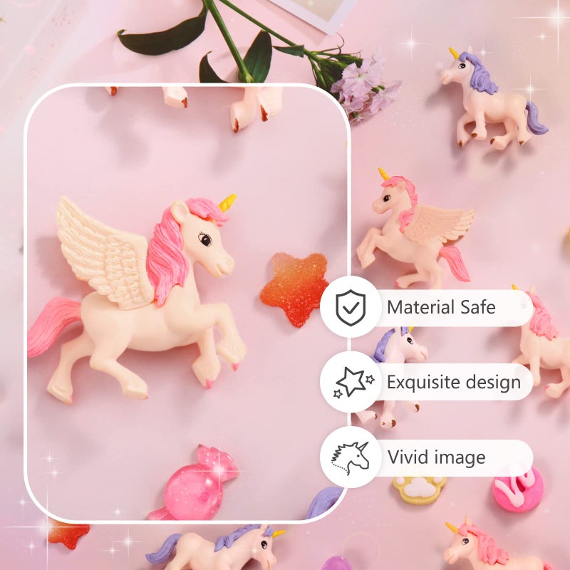 Chunful Mini Unicorn Lovely Flying Horse Unicorn Figurine Unicorn Cake Toppers Cake Decoration Miniature Figurines Birthday Cake Topper for Unicorn Theme Baby Shower Birthday Party Decorations (12 Pcs)  - Image 2