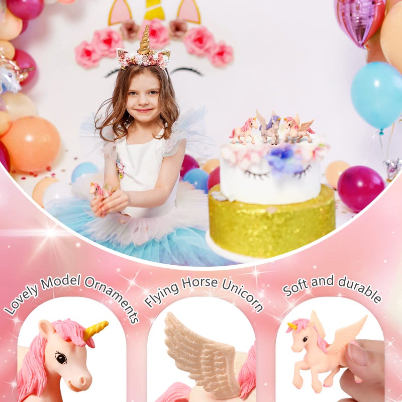 Chunful Mini Unicorn Lovely Flying Horse Unicorn Figurine Unicorn Cake Toppers Cake Decoration Miniature Figurines Birthday Cake Topper for Unicorn Theme Baby Shower Birthday Party Decorations (12 Pcs)  - Image 4