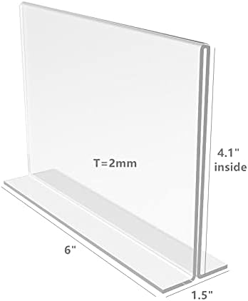 FixtureDisplays 12PK 6 x 4 Clear Acrylic Sign Holder for Tabletops Horizontal Table Tent Frame Photo Sign Menu Bottom Insert 1119326X4NEW12PKNPF Peel Off Protective FilmWhite Before use - Image 5