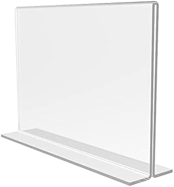 FixtureDisplays 12PK 6 x 4 Clear Acrylic Sign Holder for Tabletops Horizontal Table Tent Frame Photo Sign Menu Bottom Insert 1119326X4NEW12PKNPF Peel Off Protective FilmWhite Before use - Image 1