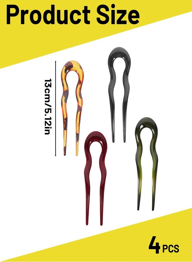 Aeenioy 4 French Pins for Hair, U Pins for Hair Styling, Hair Stick for Buns, Hair Accessories for Women, Stylish Hair Pins for Hair Styling, Chinese Hairs Pin, Hair Pin for Woman Bun Stick, Hairs Buns Clip, Hair Bun Accessories, Banana Clips for Hairs, Wedding, Party, Work, Sports - Image 2