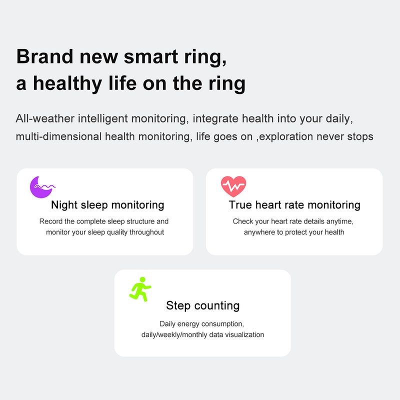 Smart Ring 9# 18.9mm Black: Light And Comfortable 2.9g 2.8mm Thick Health Tracker - All-Day Health Monitoring Fitness Monitor for Android iOS Users And Fitness Enthusiasts - Image 4