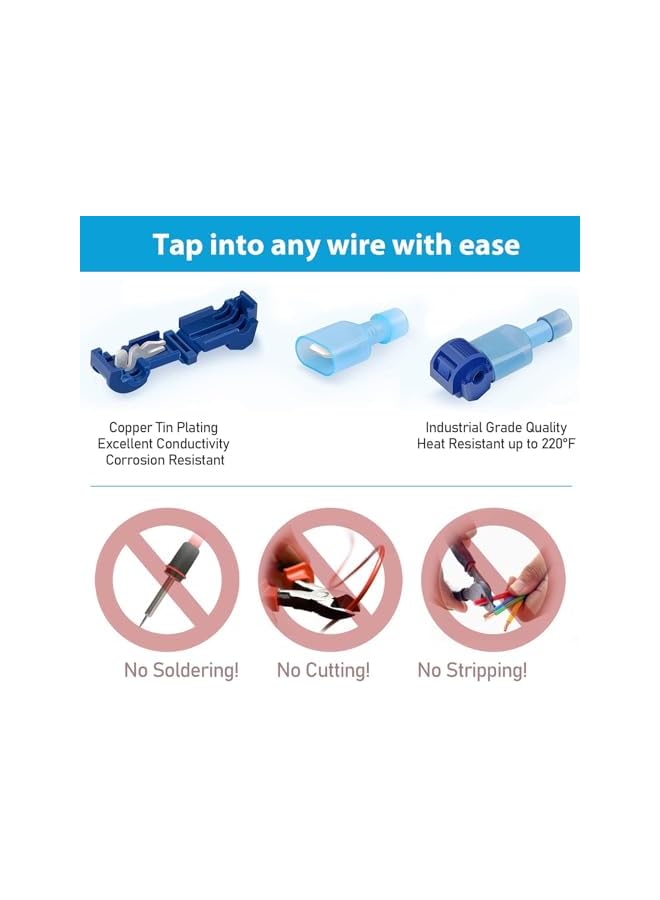 The Bros 240Pcs T Tap Wire Connectors, T Wire Quick Splice Connector, T Connectors for Wiring with Storage Case (120 Pairs) - Image 3