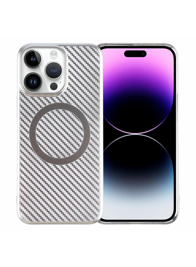اس-توب جراب لهاتف iPhone 14 Pro مصنوع من ألياف الكربون المطلية 6D، جراب شفاف من Magsafe PC - Image 1