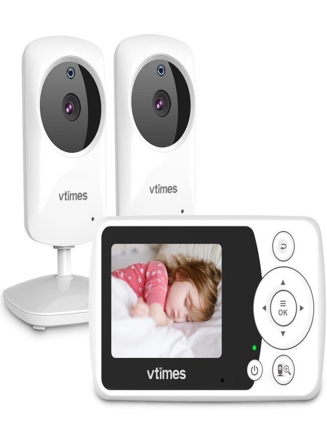 VTimes Baby Monitor with 2 Cameras, 2.4" LCD Screen Video Baby Monitor No WiFi Night Vision VOX Mode Alarm and 1000ft Range, Peace of Mind for New Parents - Image 1
