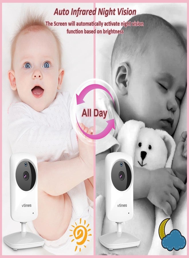 VTimes Baby Monitor with 2 Cameras, 2.4" LCD Screen Video Baby Monitor No WiFi Night Vision VOX Mode Alarm and 1000ft Range, Peace of Mind for New Parents - Image 4