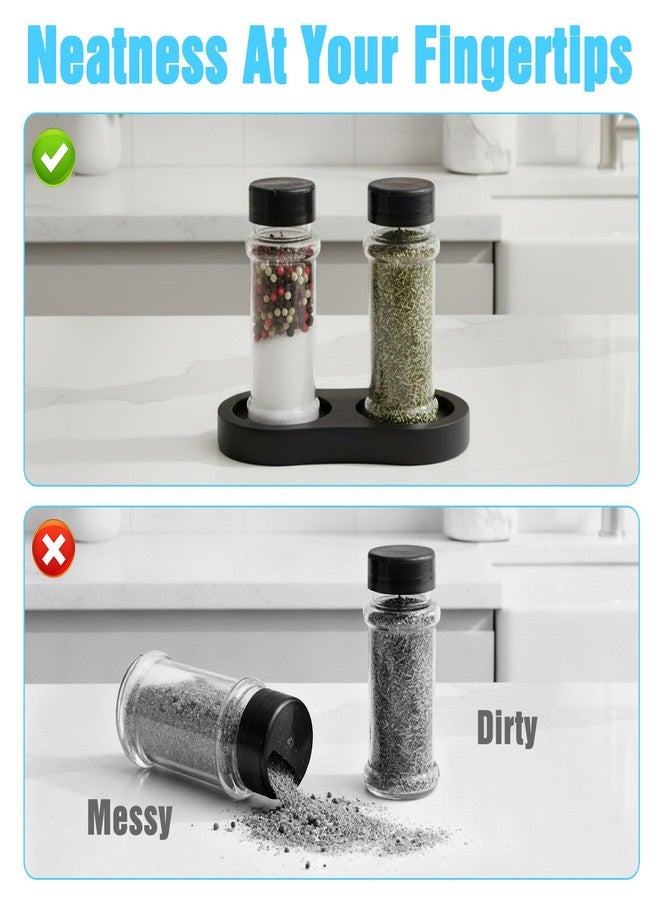 Aeaocvo Salt and Pepper Tray, Black Wooden Salt and Pepper Holder, Fits Many Mills & Shakers, Grinder Accessories - Image 3