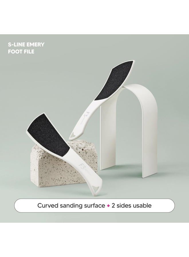 F3 Systems S-Line Emery Foot file, Colossal Double-Sided Pedicure Tool, Effective for ed Heel, Ergonomic Design for Easy Grip - Image 2