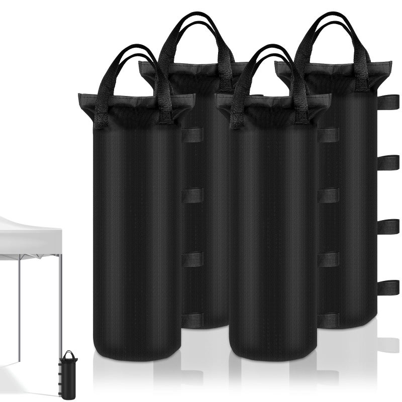 PEASUG 4 Sand Bags for Weight, Heavy Duty Sandbags for Canopy Legs, Extra Large Pop Up Tent Weights, Canopy Weight Bags for Gazebo, Outdoor Sun Shelter, Umbrella - Black, 6"Ã—20", Without Sand - Image 1