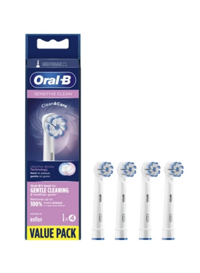 أورال بي رأس فرشاة أسنان كهربائية Oral-B Pro Sensitive Clean، على شكل حرف X وشعيرات فائقة النعومة لتنظيف لطيف وإزالة البلاك، عبوة من 4 رؤوس فرشاة أسنان، أبيض (قد تختلف العبوة) - Image 1