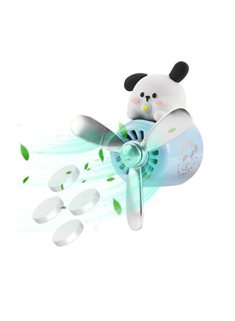 SOLARAE Cute Cartoon White Puppy Pilot Car Air Freshener with Rotating Propeller - Creative Automotive Diffuser and Funny Car Interior Decoration (1 Pack) - Image 1