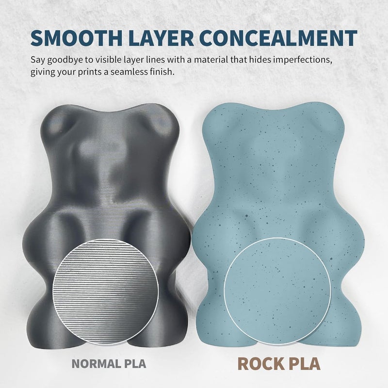 OVERTURE Rock PLA Filament 1.75mm, Marble PLA 3D Printer Filament 1kg Spool (2.2lbs), Dimensional Accuracy +/- 0.02 mm, Fit Most FDM Printer (Haze Gray) - Image 4