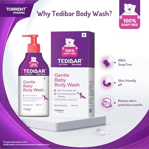 Tedibar Rich Moisturising Baby Body Wash 250ml with Skin Friendly PH | 100% Soap & Alkali Free | Prevents Dryness & Rahses | Dermatologically Test - Image 5