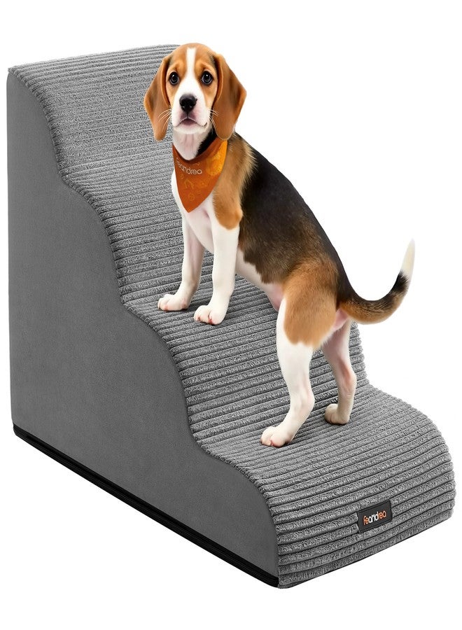 Feandrea 4-Step Dog Stairs, Dog Steps for Bed, Sofa, Waterproof Pet Stairs with Anti-Slip Designs, Gentle Slope, Removable Washable Cover, Handle, Dove Gray UPPS004G01 - Image 1