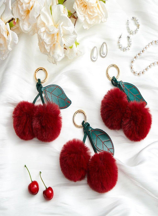 Equsion12 Set Plush Cherry Keychain Bag Charms for Handbags Purse Cherry Accessories Party Favors with Kraft Tags Organza Bag for Women Girls Guests Baptism Baby Shower Wedding - Image 5