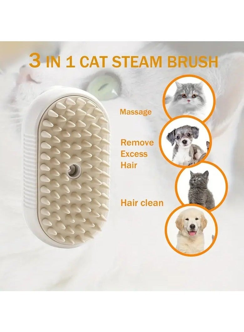 فرشاة القطط البخارية، 3 في 1 فرشاة بخارية للقطط، فرشاة قطط للتدليك، فرشاة تصفيف الشعر للحيوانات الأليفة بتقنية USB، مزيل الشعر ومستلزمات الحيوانات الأليفة - Image 1